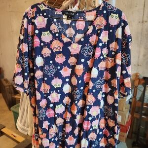 Navy Owl-Print Tunic Top - Women